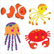 Set of cartoon sea creatures