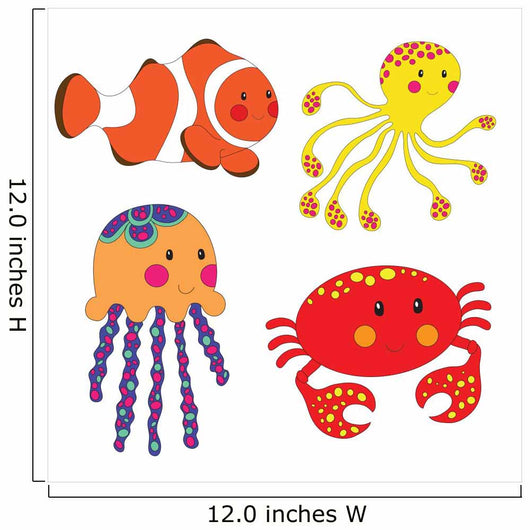 Set of cartoon sea creatures
