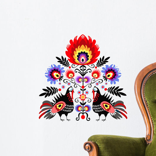 Ludowa wycinanka z indykami Wall Decal