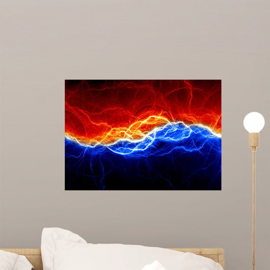 Fire and ice abstract fractal lightning Wall Mural