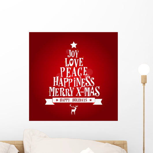 Christmas tree wishes typography banner Wall Mural