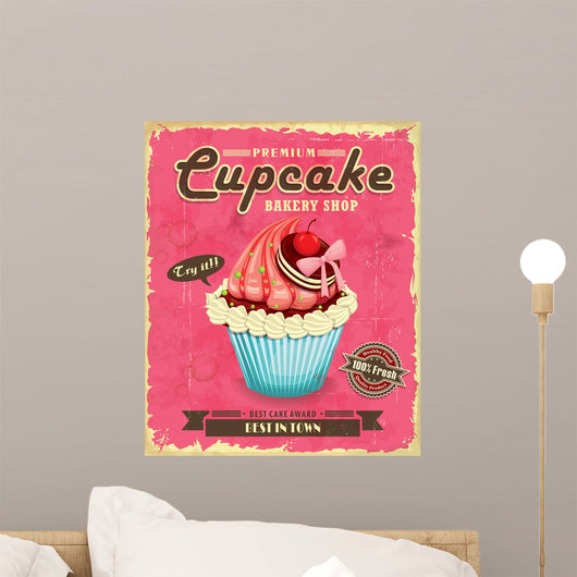 Vintage cupcake poster design