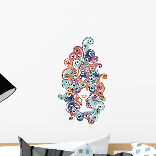 Wavy rainbow hairstyle Wall Decal