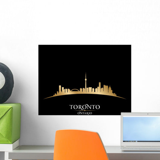 Toronto Ontario Canada city skyline silhouette black background