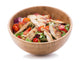 Grilled chicken salad in wooden bowl isolated on white Wall Decal
