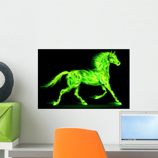 Green fire horse. Wall Decal