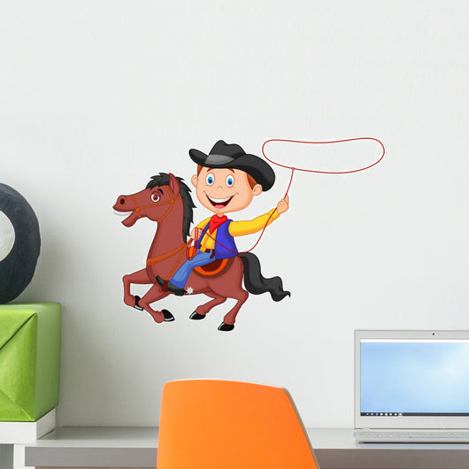 Cowboy Rider on the Horse Throwing Lasso