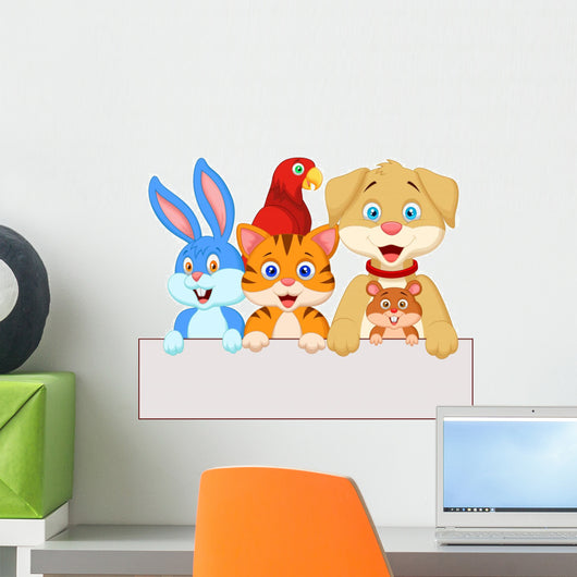 Pet Animals Holding Blank Paper Wall Decal