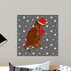 A Christmas owl on a snowing background Wall Mural
