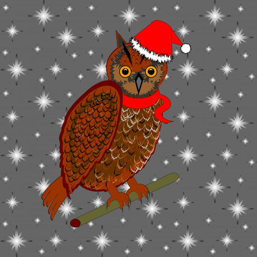 A Christmas owl on a snowing background Wall Mural