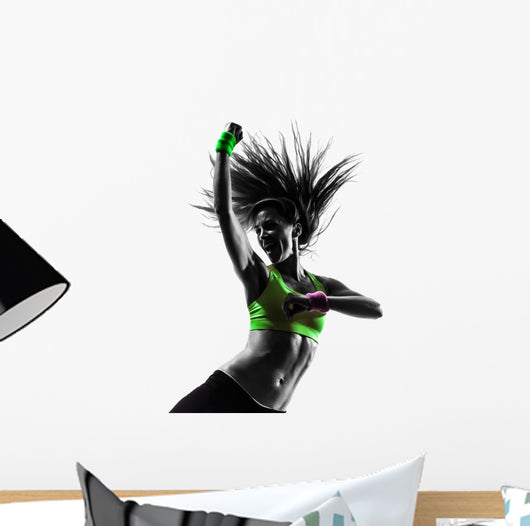 woman exercising fitness zumba dancing silhouette Wall Decal
