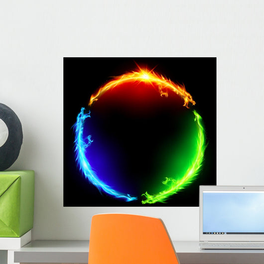 Fire dragons in circle. Wall Decal