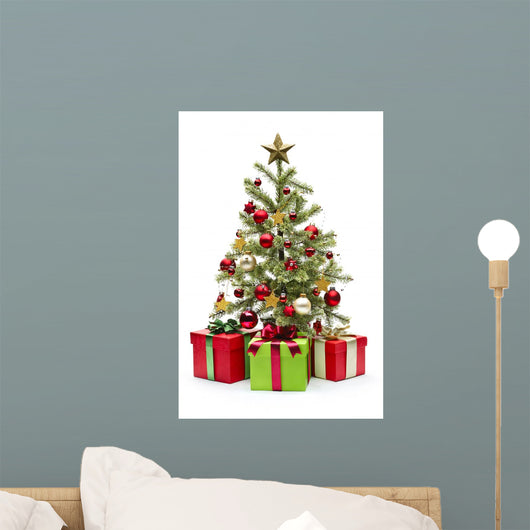 Decorated Christmas tree and gifts