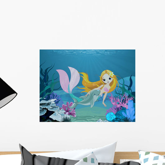 Mermaid and Dolphin Background