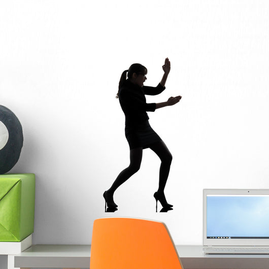 business woman karate self defense silhouette Wall Decal