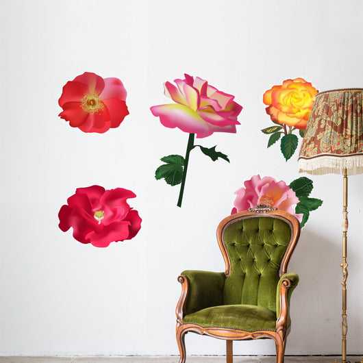 Collection of Five Roses Wall Decal