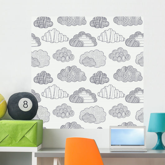 Clouds Seamless Pattern Wall Decal Design 2