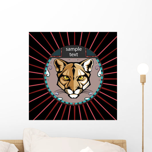 Portrait of a lioness in a circle Wall Mural