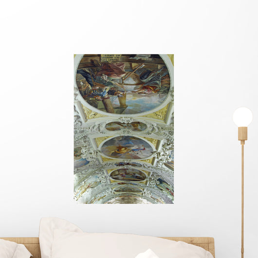 Baroque ceiling of an old library Wall Mural