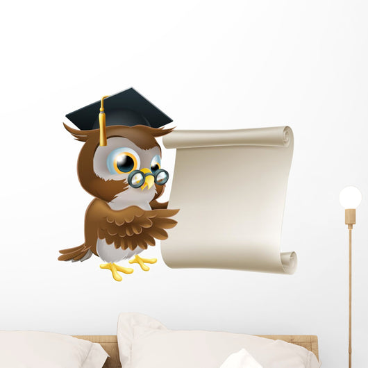 Owl With Scroll Document Wall Decal