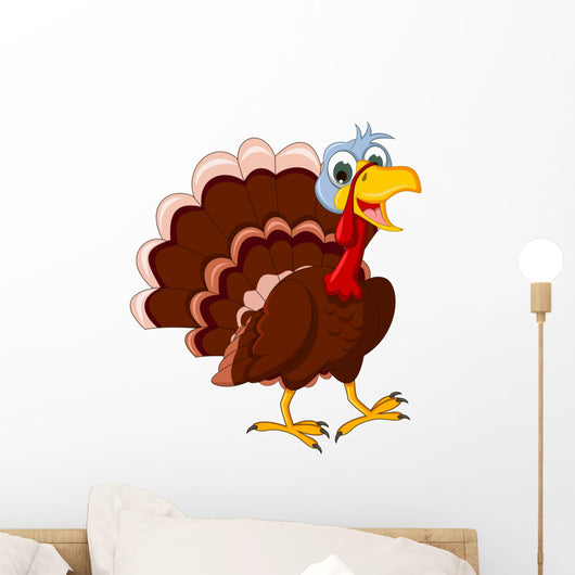 Funny Turkey Cartoon posing Wall Decal