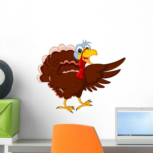 Funny Turkey Cartoon Posing Wall Decal