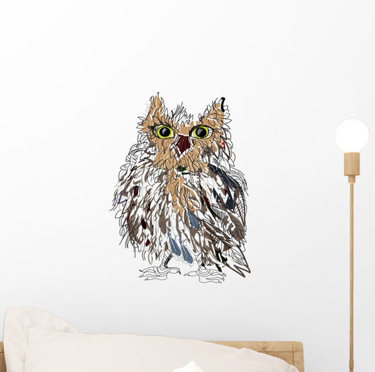 Owl on a white background, vector illustration. Wall Decal