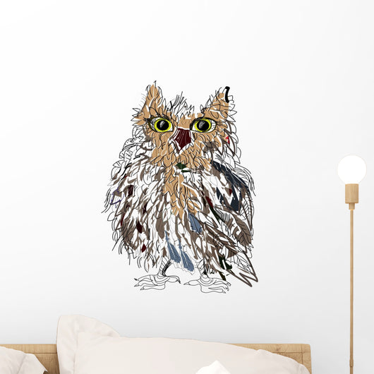 Owl on a white background, vector illustration. Wall Decal