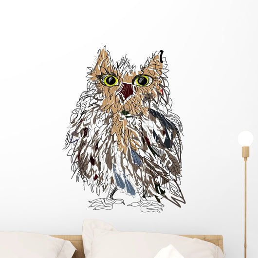 Owl on a white background, vector illustration. Wall Decal