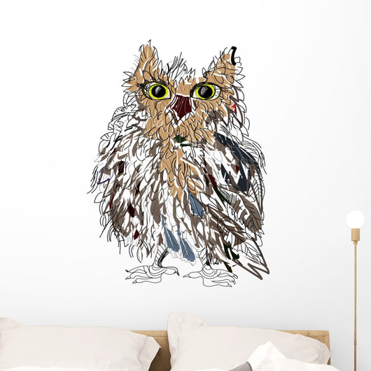 Owl on a white background, vector illustration. Wall Decal