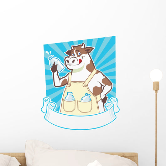 cow holding a bottle Wall Decal