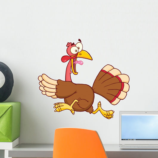 Turkey Escape Cartoon Mascot Character Wall Decal