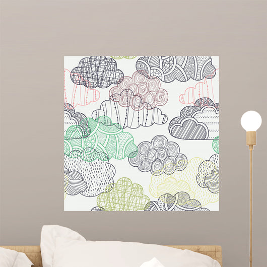 Clouds Seamless Pattern Wall Decal Design 1