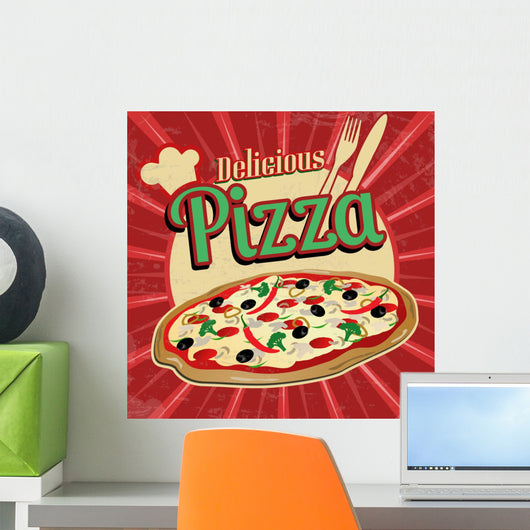 Delicious pizza vintage poster