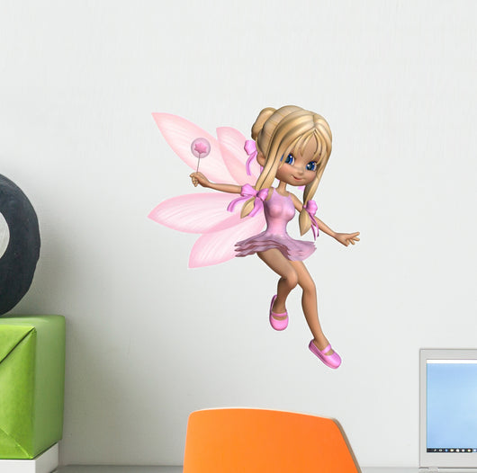 Cute Toon Ballerina Fairy in Pink Wall Decal