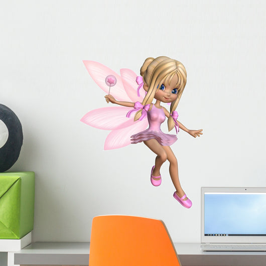 Cute Toon Ballerina Fairy in Pink Wall Decal