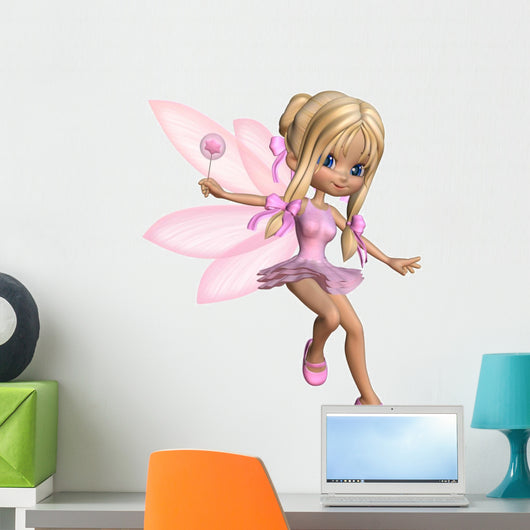Cute Toon Ballerina Fairy in Pink Wall Decal