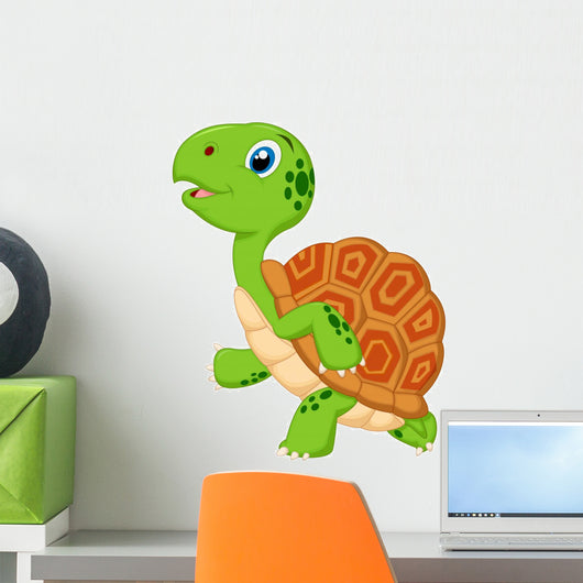 Cute Turtle Cartoon Running Wall Decal