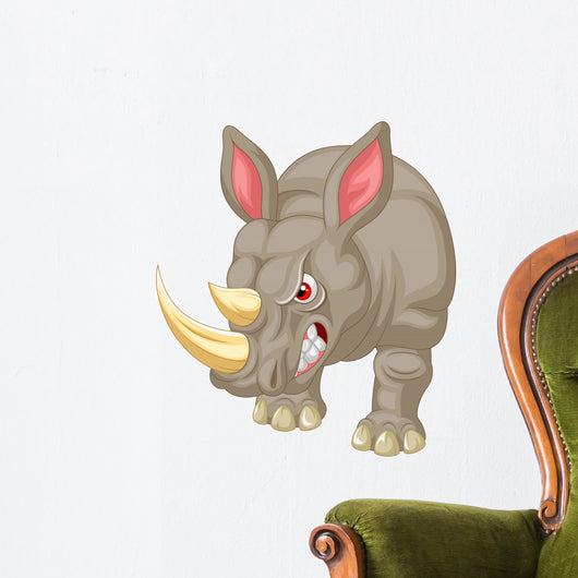 Angry rhino cartoon character Wall Decal