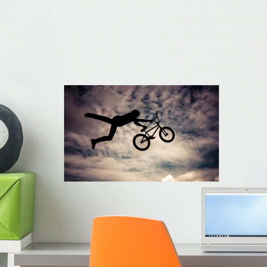 Silhouette Man Doing Jump Wall Decal