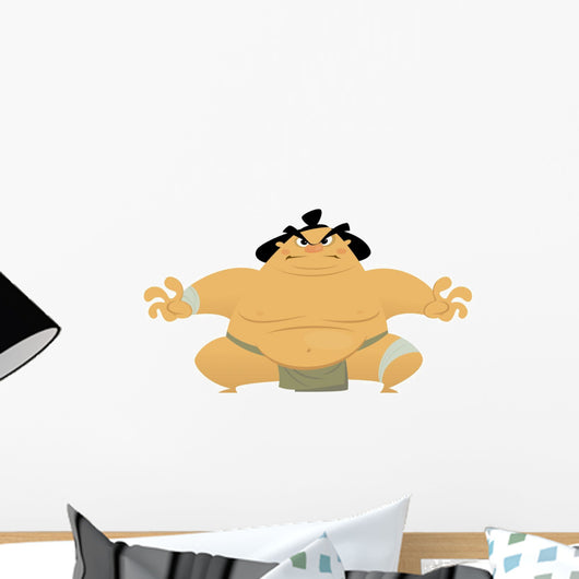 Huge cartoon angry sumo wrestler Wall Decal