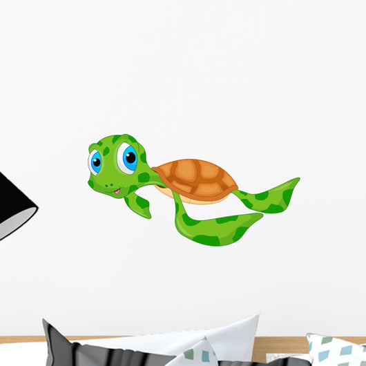Cute Sea Turtle Cartoon Wall Decal