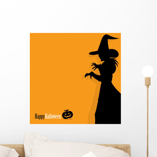 Happy Halloween background with witch Wall Mural