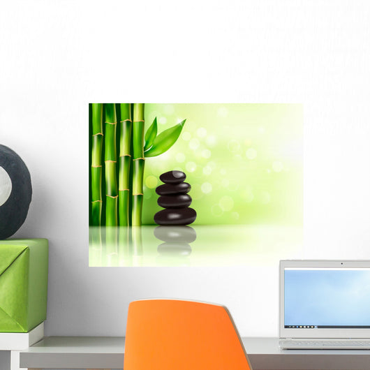 Spa background with bamboo and stones. Vector illustration.