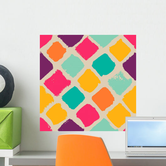 Hand-drawn Squares Seamless Pattern Wall Decal