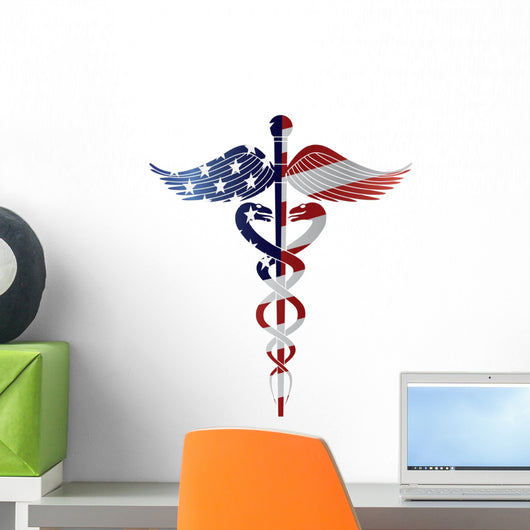 Caduceus Medical Symbol with USA Flag Illustration