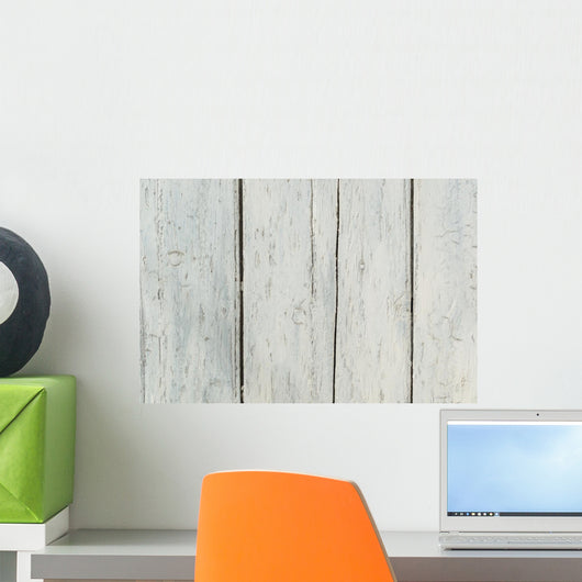 Close-up White Wooden Plank Wall Decal