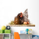 Hen in nest with eggs isolated on white Wall Decal