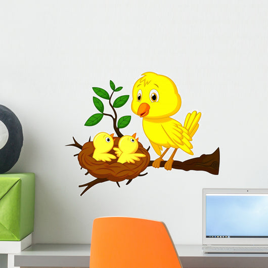 Mother and baby bird Wall Decal