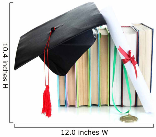 Medal for achievement in education with diploma, hat and books